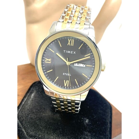 Timex Men's Watch TW2T50500 Quartz Gray Dial Two Tone Stainless Steel 41mm - Picture 1 of 13